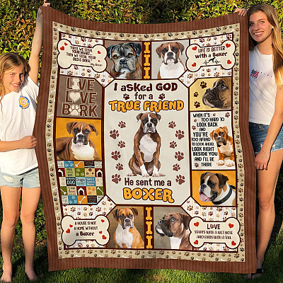 Alternative view of I Asked God For A True Friend He Sent Me A Boxer Fleece Blanket - Boxer Lover Mink Sherpa Blanket - Woven Blanket