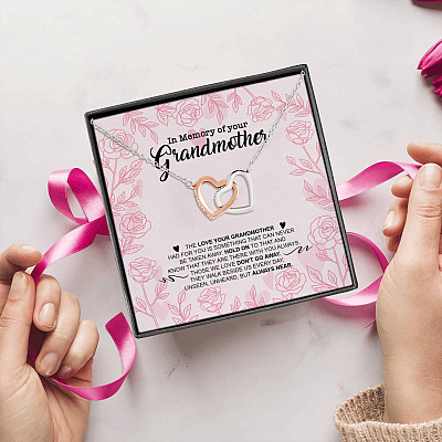 Alternative view of In Memory Of Your Grandmother The Love Your Grandmother Had For You Interlocking Hearts Pendant Necklace