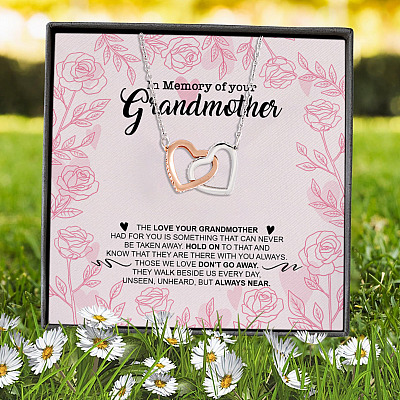 In Memory Of Your Grandmother The Love Your Grandmother Had For You Interlocking Hearts Pendant Necklace