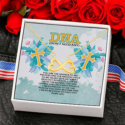 DNA You're The Answer To My Prayer And The Missing Piece To My Heart Infinity Heart Pendant Necklace