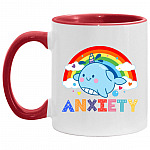 Funny Anxiety Rainbow Accent Mug, White/Red, 11 oz. Accent Mug