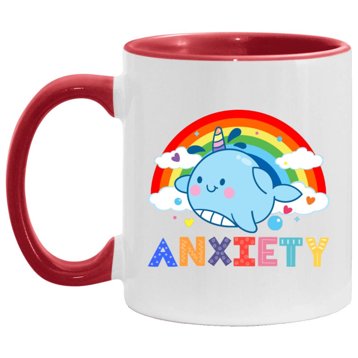 Funny Anxiety Rainbow Accent Mug, White/Red, 11 oz. Accent Mug