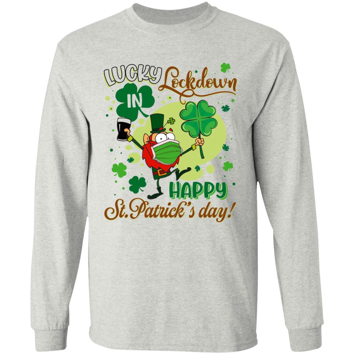 Funny St Patrick's Day 2021 Lucky Hoodie, Ash, Long Sleeve