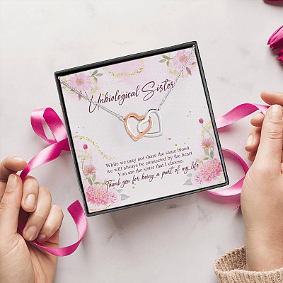 Alternative view of Thank You For Being A Part Of My Life Interlocking Hearts Pendant Necklace - Best Friend Jewelry