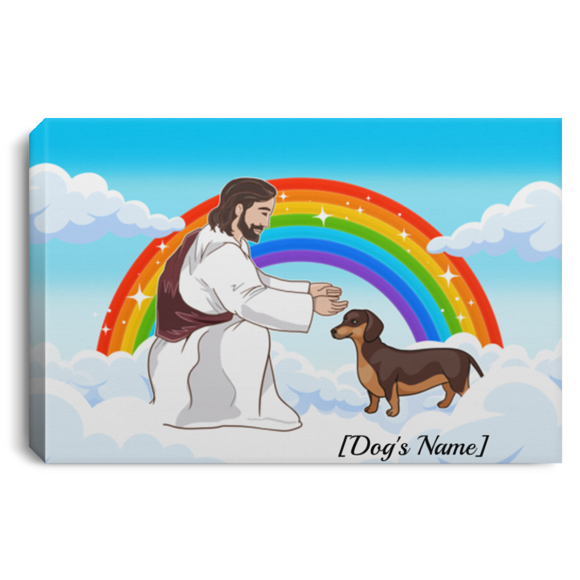 Personalized Jesus Love Dachshund In Heaven Framed Canvas - Unframed Poster - Personalized Name Dachshund Gift, White, 0.75'' Framed Canvas