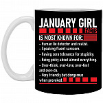 January Girl Facts Coffee Mug, Black, 11 oz. White Mug