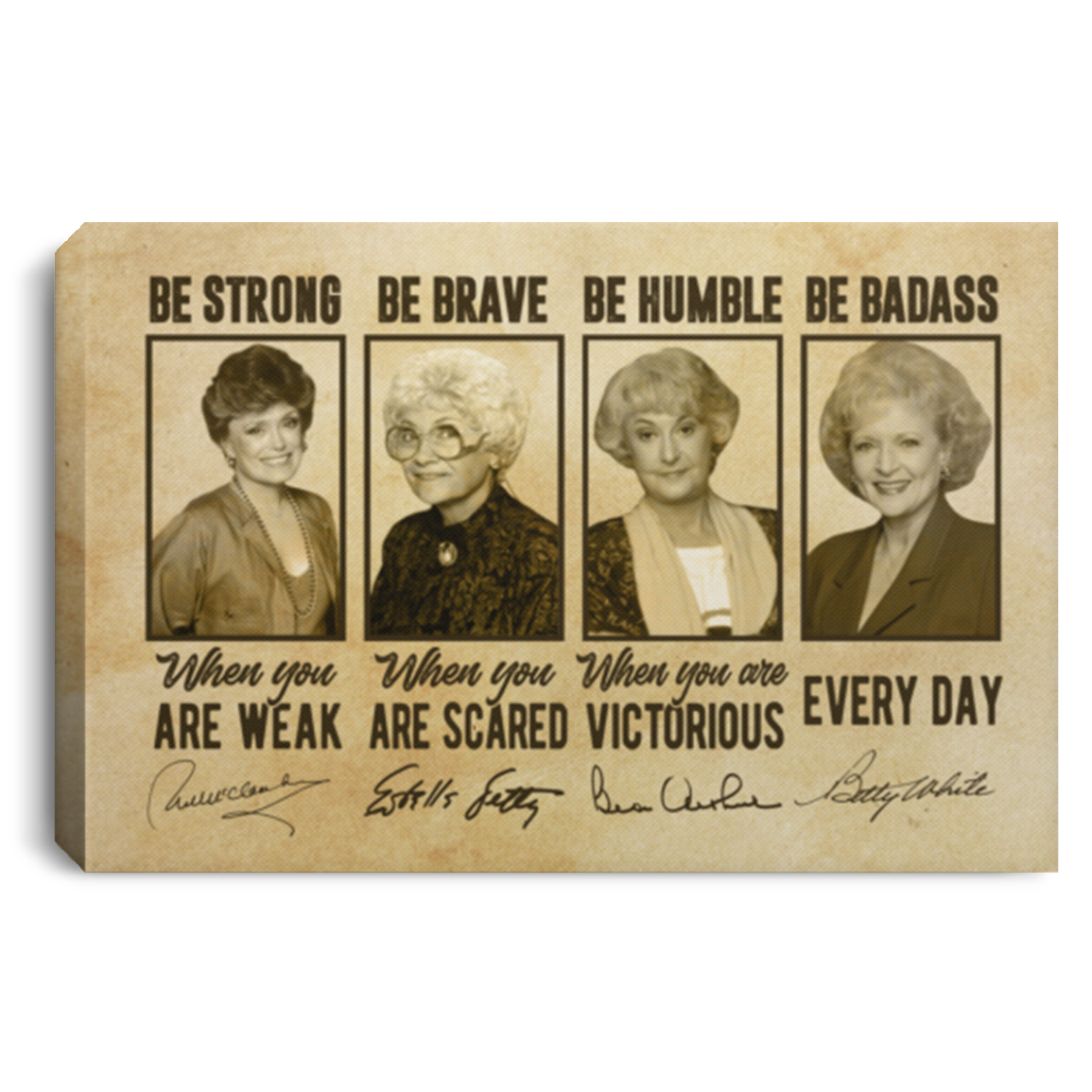 Be Strong Golden Women Gallery Wrapped Framed Canvas Prints - Unframed Poster - Home Decor Wall Art, White, 0.75'' Framed Canvas