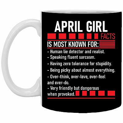 April mug, Black, 11 oz. White Mug