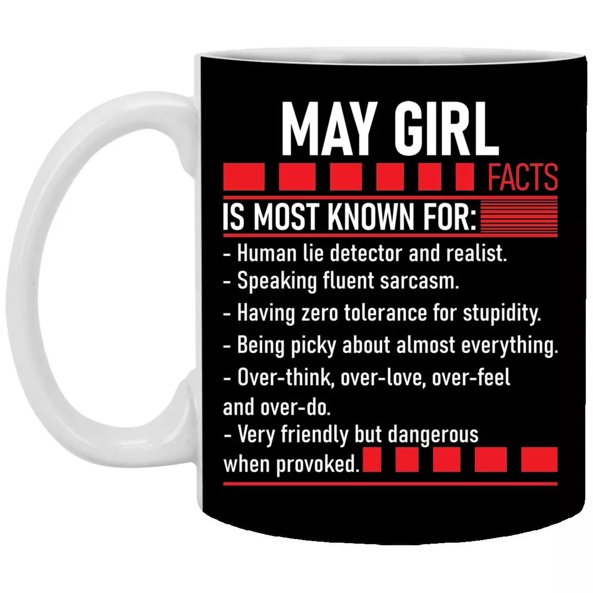 may mug, Black, 11 oz. White Mug