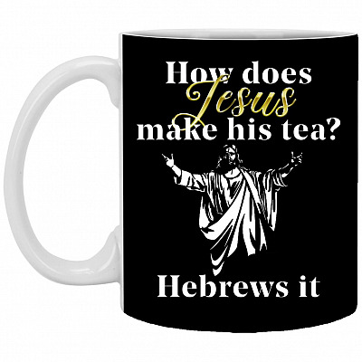 jesus mug, Black, 11 oz. White Mug