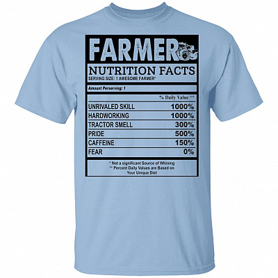 Farmer Nutrition Facts T-Shirt, Light Blue, Unisex T-Shirt
