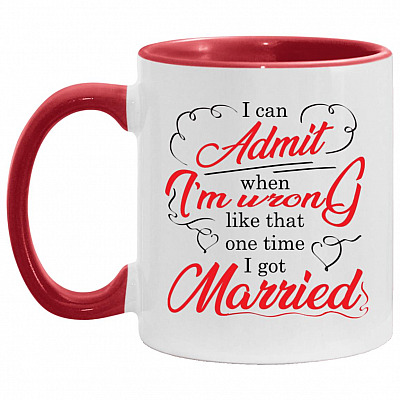 Married Accent Mug, White/Red, 11 oz. Accent Mug
