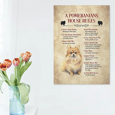 Alternative view of A Pomeranian House Rule Framed Canvas - Unframed Poster - Funny Pomeranian Home Decor