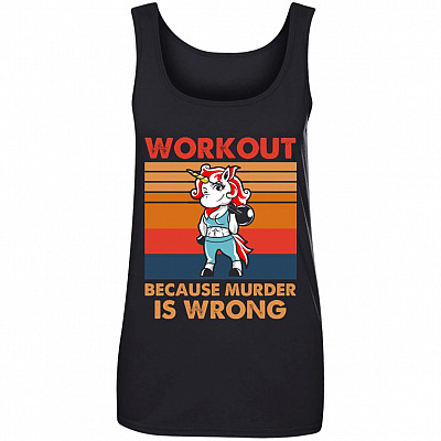 Workout Because Murder Is Wrong, Black, Ladies Tank Top
