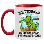 Daddysaurus Accent Mug, White/Red, 11 oz. Accent Mug