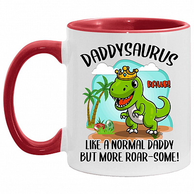 Daddysaurus Accent Mug, White/Red, 11 oz. Accent Mug