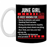 June Girl Facts Is Most Known for Ceramic Coffee Mug - Beer Stein - Water Bottle - Color Changing Mug, Black, 11 oz. White Mug