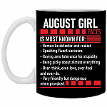 August Girl Facts Is Most Known for Ceramic Coffee Mug - Beer Stein - Water Bottle - Color Changing Mug, Black, 11 oz. White Mug