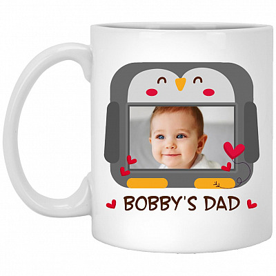 Custom Photo Baby Mom Dad Gif Mug, White, 11 oz. White Mug