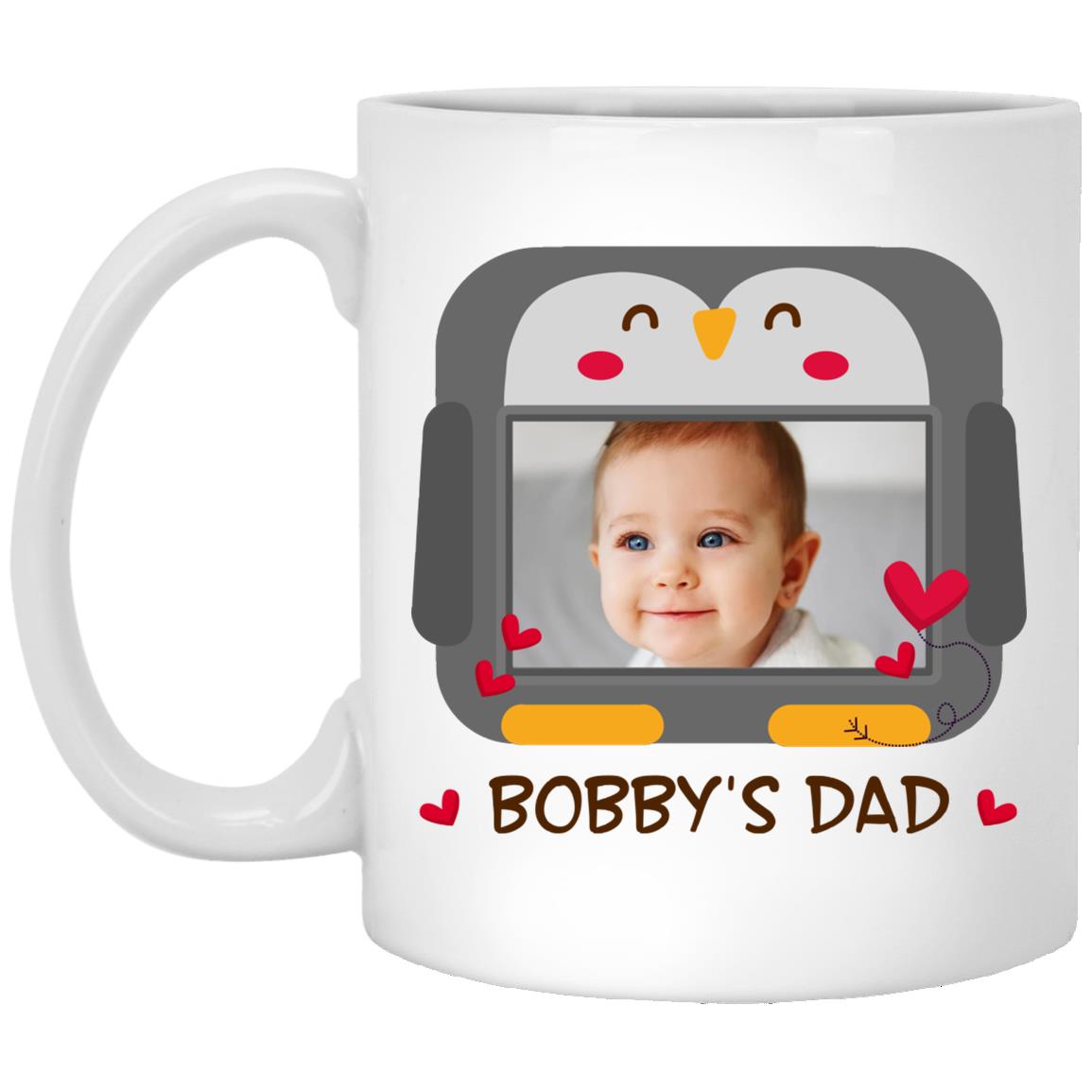 Custom Photo Baby Mom Dad Gif Mug, White, 11 oz. White Mug
