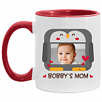 Custom Photo Baby Mom Da Mug, White/Red, 11 oz. Accent Mug