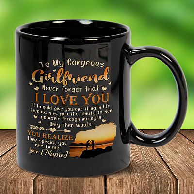 Alternative view of Personalized To My Gorgeous Girlfriend Never Forget That I Love You Black Mug - Valentine's Day Gift For Her