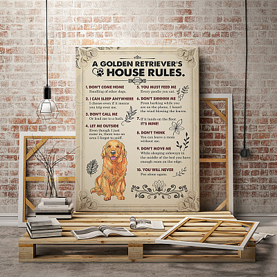 Alternative view of A Golden Retriever's House Rules Gallery Wrapped Framed Canvas Prints - Unframed Poster - Home Decor Wall Art