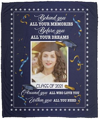 Personalized Photo Blanket, White, Cozy Plush Fleece Blanket - 50x60