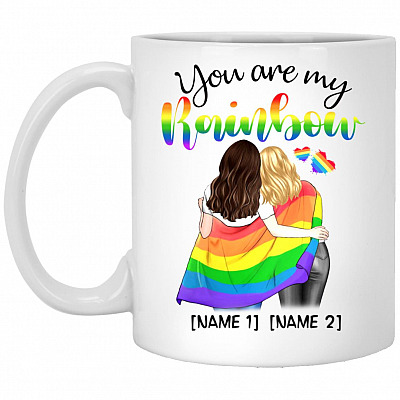 Personalized Lesbian Couple Coffee Mug, White, 11 oz. White Mug
