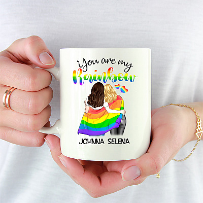Alternative view of Personalized Lesbian Couple You Are My Rainbow Coffee Mug - LGBT Gift For Her - LGBT Mug For Lesbian