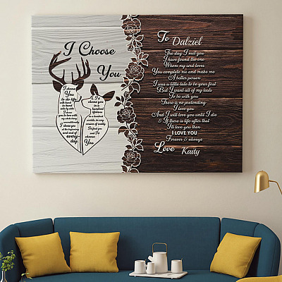 Alternative view of Personalized Deer Couple I Choose You Framed Canvas Prints - Deer The Day I Met You Unframed Poster