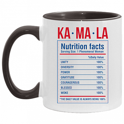 Kamala Harris Nutrition 2021 - Madame Vice President of Us Accent Mug, White/Black, 11 oz. Accent Mug