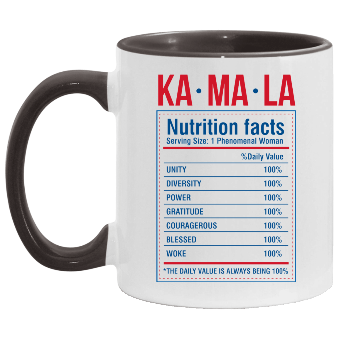 Kamala Harris Nutrition 2021 - Madame Vice President of Us Accent Mug, White/Black, 11 oz. Accent Mug