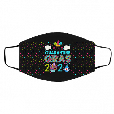 Funny Mardi Gras 2021 Quarantine Washable Reusable Custom - Printed Cloth Face Mask Cover, White, Cloth Face Cover – Medium/Large
