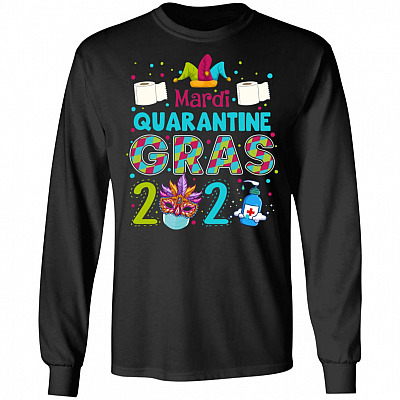 Mardi Gras 2021 Quarantine Hoodie, Black, Long Sleeve