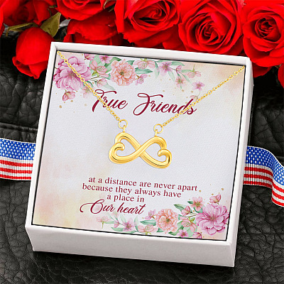 True Friends At A Distance Are Never Apart Infinity Heart Pendant Necklace