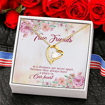 True Friends At A Distance Are Never Apart Forever Love Pendant Necklace