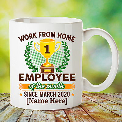 Alternative view of Personalized Work from Home Employee of the Months Since 2020 Coffee Mug- Beer Stein - Water Bottle - Color Changing Mug