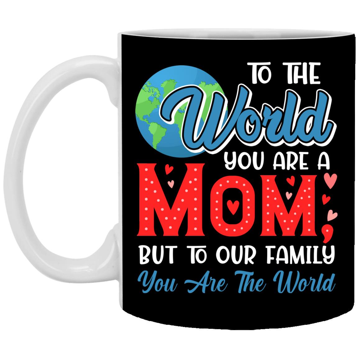 To The World Mug, Black, 11 oz. White Mug