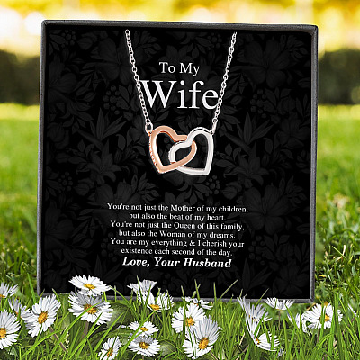 To My Wife You Are My Everything Love You Interlocking Hearts Pendant Necklace