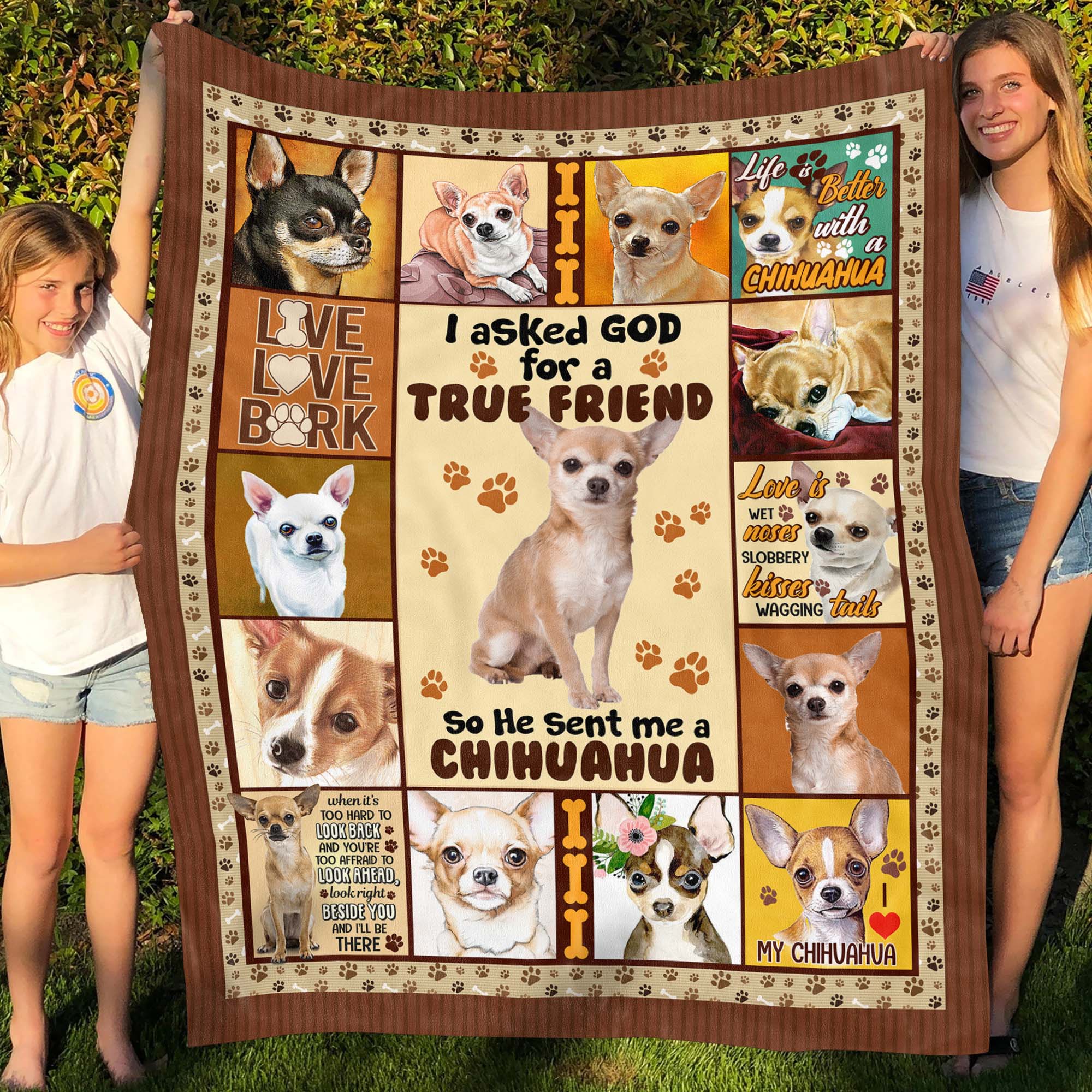 1VT. Chihuahua I Asked God For True Friend blanket mockup