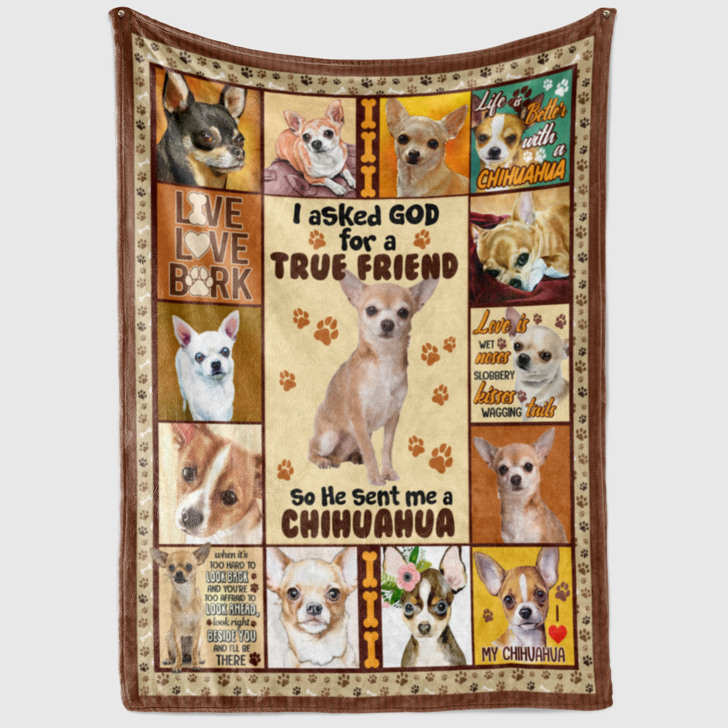 1VT. Chihuahua I Asked God For True Friend blanket mockup2