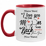 Personalized I Love You, White/Red, 11 oz. Accent Mug