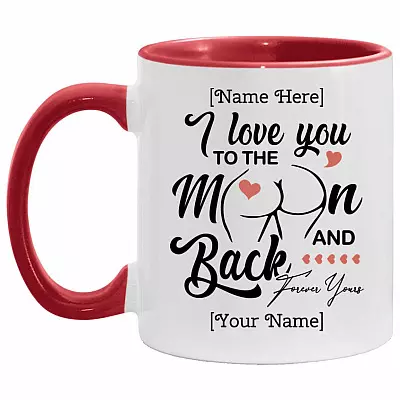 Personalized I Love You, White/Red, 11 oz. Accent Mug