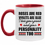 Roses Are Red Violets Are Blue Accent Mug, White/Red, 11 oz. Accent Mug