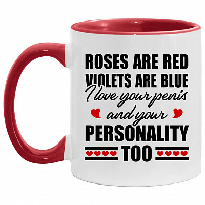 Roses Are Red Violets Are Blue Accent Mug, White/Red, 11 oz. Accent Mug