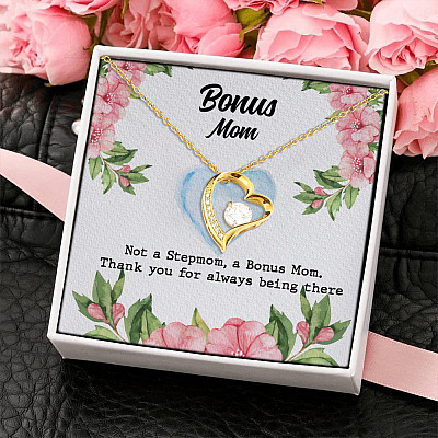 To My Bonus Mom Thank For Always Being There Forever Love Pendant Necklace - Bonus Mom Gift Ideas
