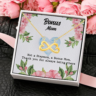 To My Bonus Mom Thank For Always Being There Infinity Heart Pendant Necklace - Bonus Mom Gift Ideas