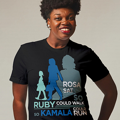 Alternative view of Rosa Sat So Ruby Could Walk So Kamala Could Run Feminist T-shirt - V-neck - Feminist Black Activist Shirt