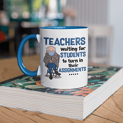 Alternative view of Bernie Sanders Teachers Waiting for Students to Turn in Their Assignments-Bernie Sanders Chairman Accent Mug